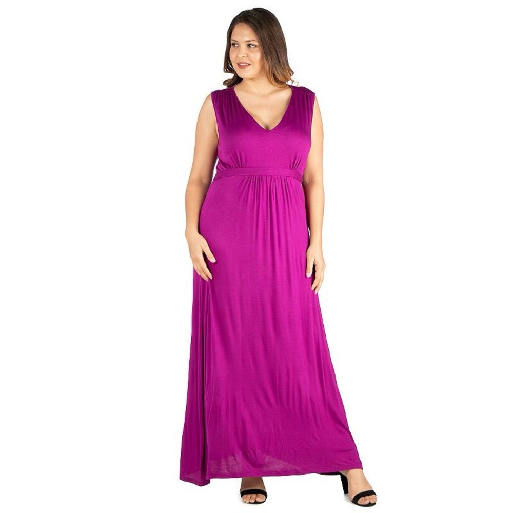 Plus Size 24seven Comfort Apparel Sleeveless Empire
Waist Maxi Dress